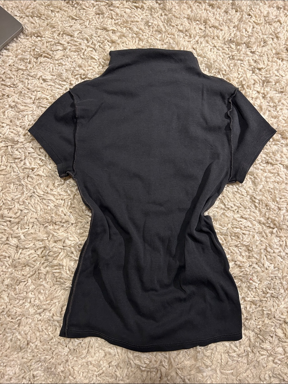 We the Free Black Short-Sleeve Mock Neck Tee